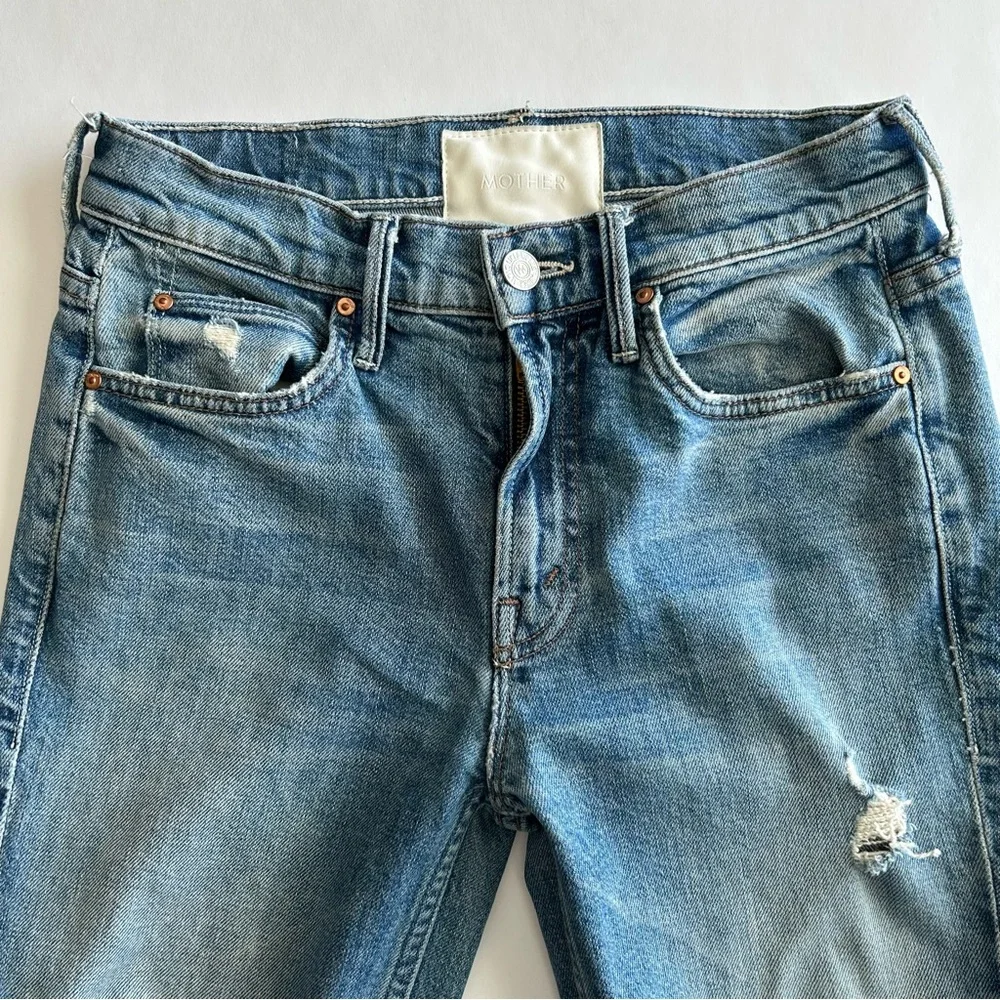 MOTHER Superior The Flirt Fray Wash Jean In Cold Feet Size 24 - Picture 9 of 14